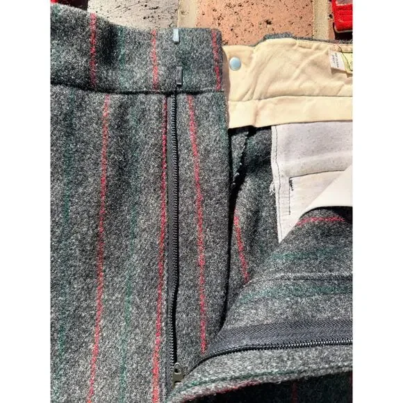 Vintage 1960s LL Bean Script Tag Heavy Wool Hunting Pants with Suspenders Stripe - Picture 12 of 16